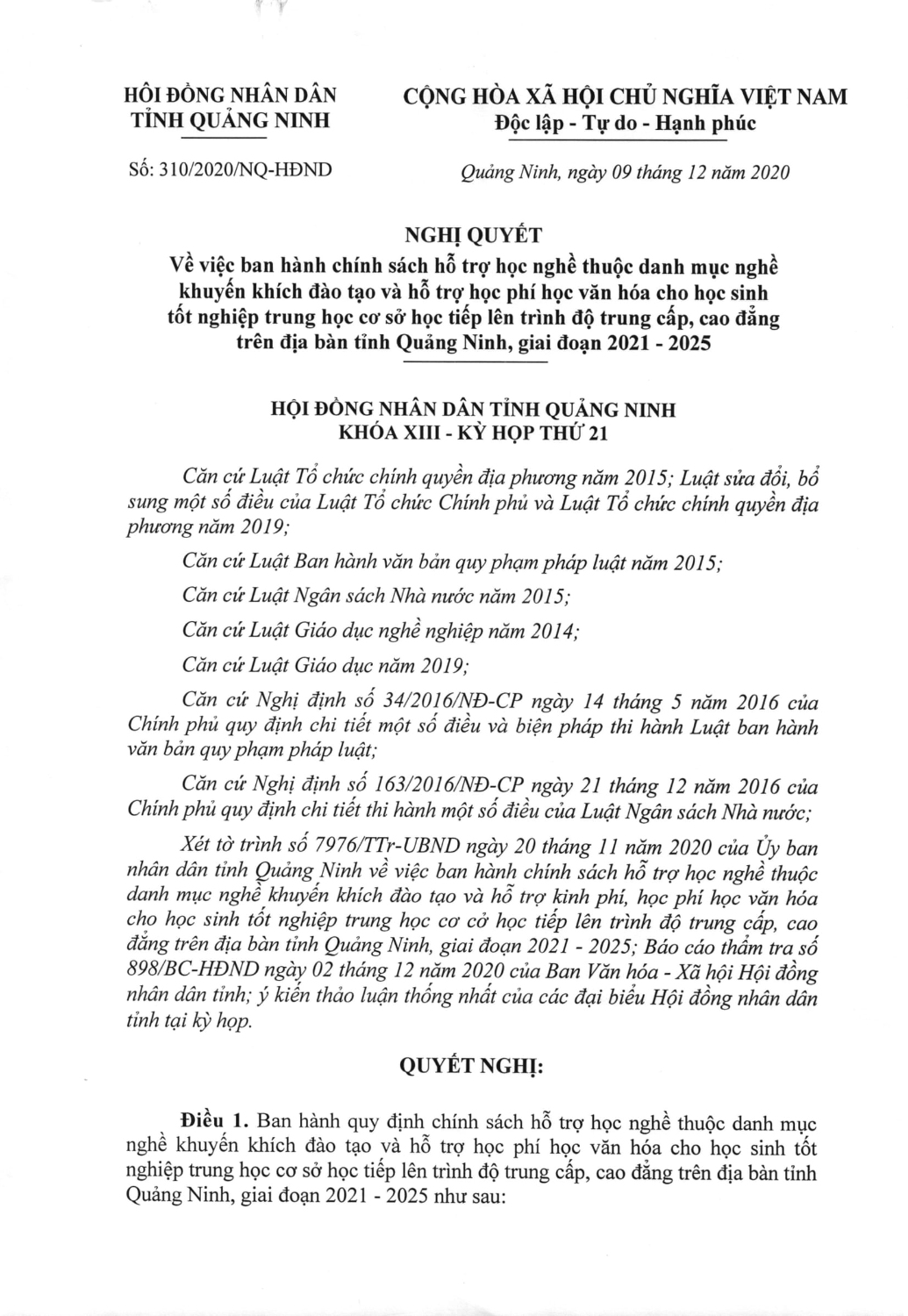 CHINH SACH HO TRO HOC SINH HOC NGHE NQ310 signed 1