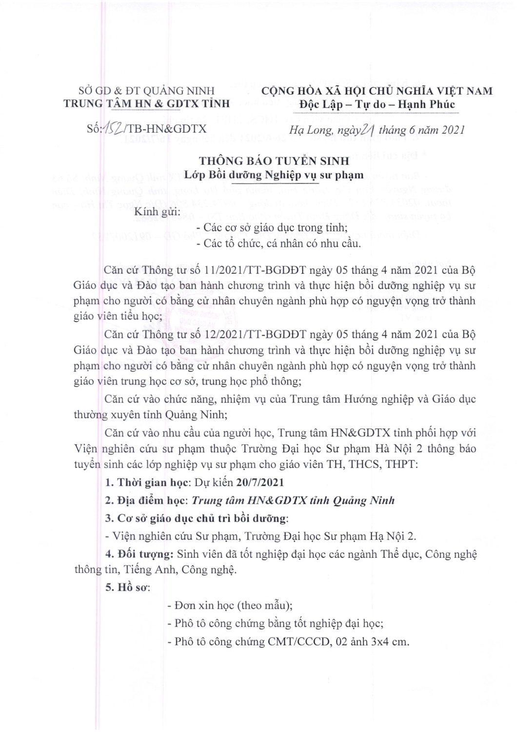 152 TBTS lớp BDNV sư phạm 1